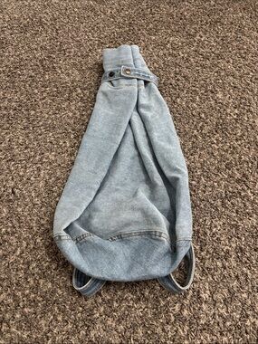 NY Line Denim Jean Cinch Napsack Backpack large boho vintage 90s school summer